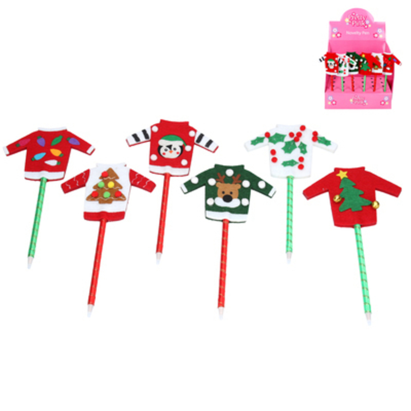 Choice of 6 Felt Christmas Jumper Pen by Gisela Graham